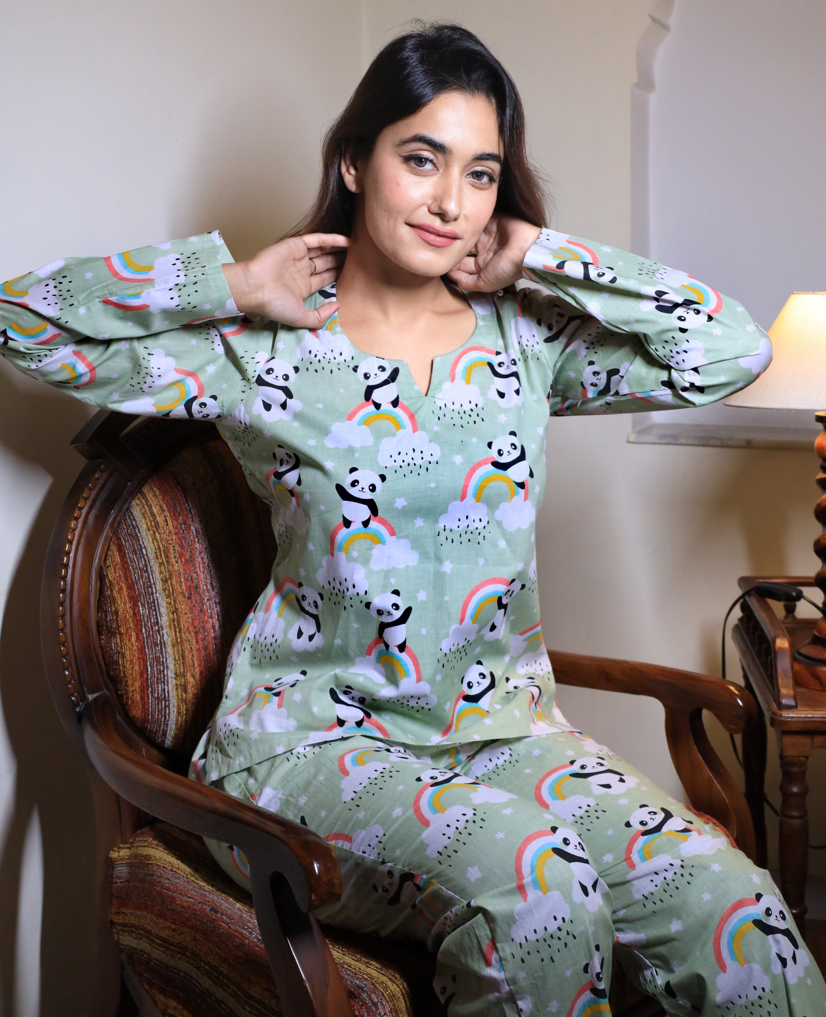 Contrast Stripe Wrap Pajama Set | Night suit for women, Pajama fashion,  Girls night dress